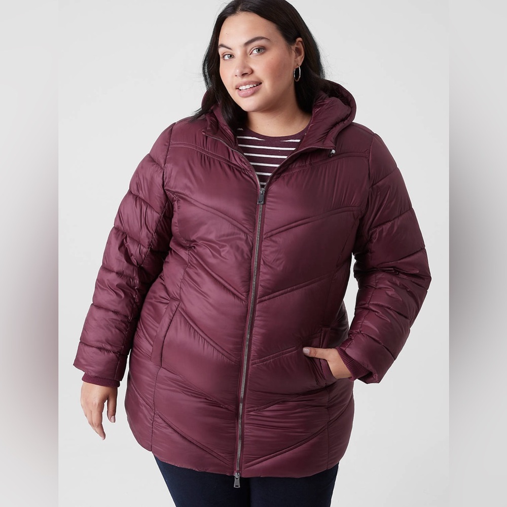 Lane Bryant Purple Mid-Length Puffer Coat NWT 22/24